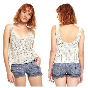 Roxy Hand Crochet Crop Tank Top Look and See